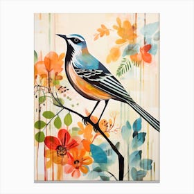 Bird Painting Collage Mockingbird 4 Canvas Print