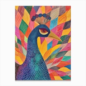 Rainbow Peacock Crayon Pattern 2 Canvas Print