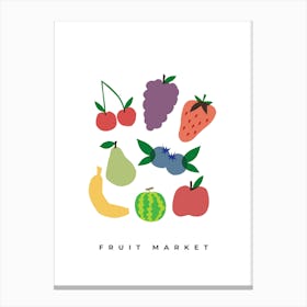 Fruit Market, Kitchen, Illustrations Canvas Print