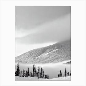 Kicking Horse, Canada Black And White Skiing Poster Canvas Print