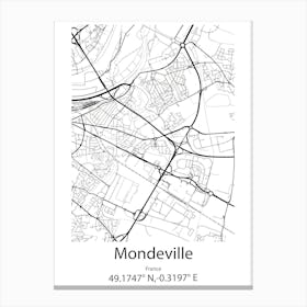 Mondeville,France Minimalist Map Canvas Print