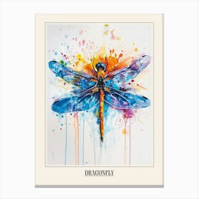 Dragonfly Colourful Watercolour 2 Poster Canvas Print