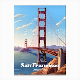 San Francisco United States Bridge Modern Travel Illustration Canvas Print