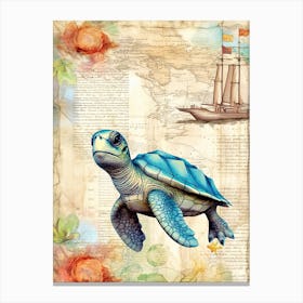 Beach House Sea Turtle  9 Canvas Print