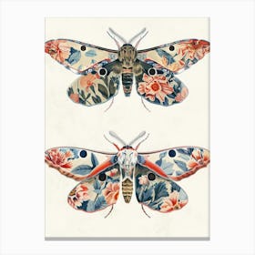 Moths And Butterflies William Morris Style 2 Canvas Print