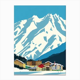 Kitzsteinhorn 3, Austria Midcentury Vintage Skiing Poster Canvas Print