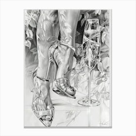 Champagne Glass And Heels Canvas Print