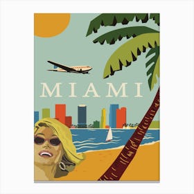 Miami, Vintage travel poster in Pop Art Style Canvas Print