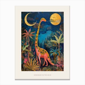 Colourful Dinosaur In The Landscape Painting 2 Poster Canvas Print