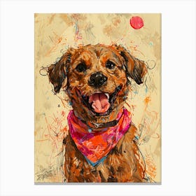 Dog With Bandana Canvas Print