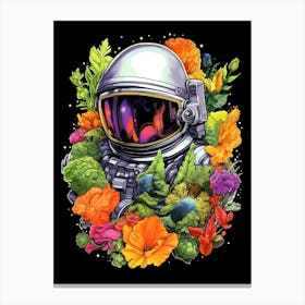 Astronaut With Flowers 1 Canvas Print