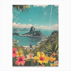 Rio De Janeiro   Floral Retro Collage Style 4 Canvas Print