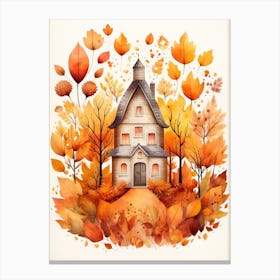 Cute Autumn Fall Scene 60 Canvas Print