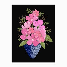 Pink Flower Bouquet In Vase Canvas Print