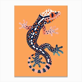 Coral Tokay Gecko Abstract Modern Illustration 3 Canvas Print