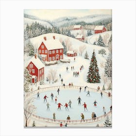 Christmas Winter Ice Skating Canvas Print