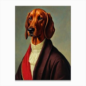Redbone Coonhound Renaissance Portrait Oil Painting Canvas Print