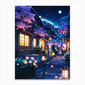 Street Scene At Night Canvas Print