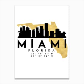 Miami Florida Silhouette City Skyline Map Canvas Print