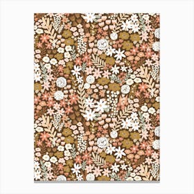 Dark Golden Autumn Floral Meadow Wildflower Garden Canvas Print