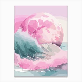 Pink Moon Wave Canvas Print