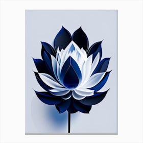 Blue Lotus Black And White Geometric 4 Canvas Print