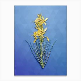 Vintage Yellow Asphodel Botanical Art on Blue Perennial n.0950 Canvas Print