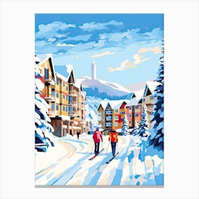 Sun Peaks Resort   British Columbia Canada, Ski Resort Illustration 3 Canvas Print