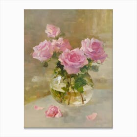 Pink Roses In A Vase 4 Canvas Print