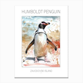 Humboldt Penguin Zavodovski Island Watercolour Painting 6 Poster Canvas Print