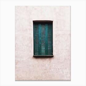 Green Shuttered Window Canvas Print