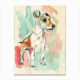 Jack Russel Dog Pastel Watercolour Line Illustration Canvas Print
