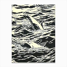 Hammerhead Shark Linocut Canvas Print