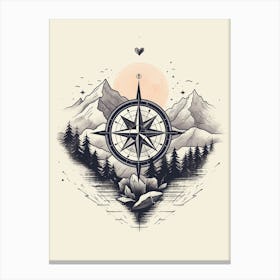 Compass Heart Illustration 4 Canvas Print