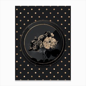 Shadowy Vintage Pink Damask Rose Botanical in Black and Gold n.0130 Canvas Print