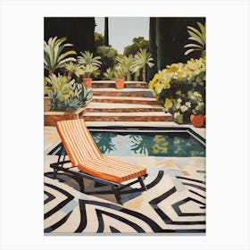 Sun Lounger By The Pool In Cadiz Spain Canvas Print