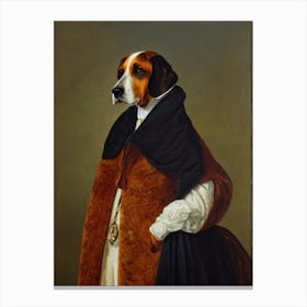 American English Coonhound 2 Renaissance Portrait Oil Painting Canvas Print
