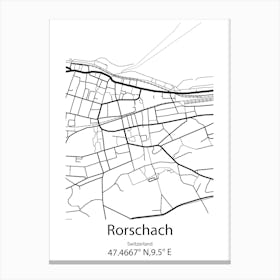 Rorschach,Switzerland Minimalist Map Canvas Print