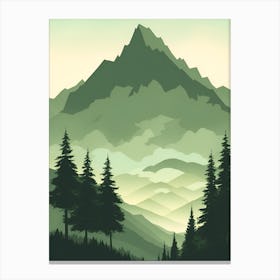 Misty Mountains Vertical Composition In Green Tone 128 Canvas Print