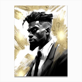 Black Man with Gold Abstract 13 Canvas Print