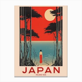 Inland Sea, Visit Japan Vintage Travel Art 3 Canvas Print