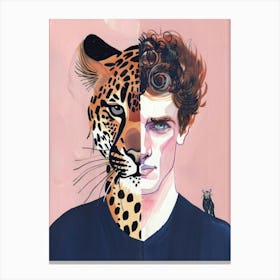 Man And A Leopard 1 Canvas Print