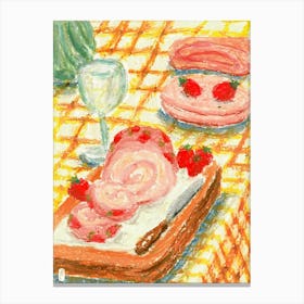 Strawberry Shortcake Roll Afternoon Canvas Print