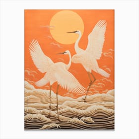 Egrets At Sunset Canvas Print