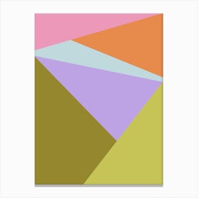 Modern Aesthetic Geometric Abstraction In Purple Moss And Coral Canvas Print