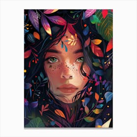 Girl With Leaves 2 Canvas Print