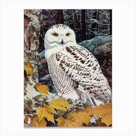 Snowy Owl Relief Illustration 4 Canvas Print