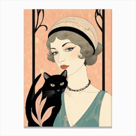 Lady With A Cat Canvas Print