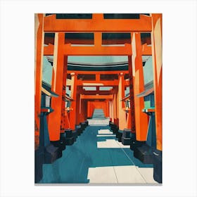 Fushimi Inari Japan Mid Century Modern Canvas Print