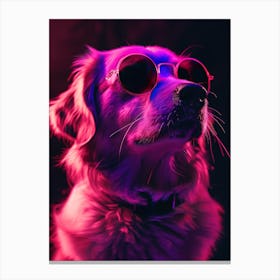 Beautiful Dog Under Neon Lights 4 Canvas Print